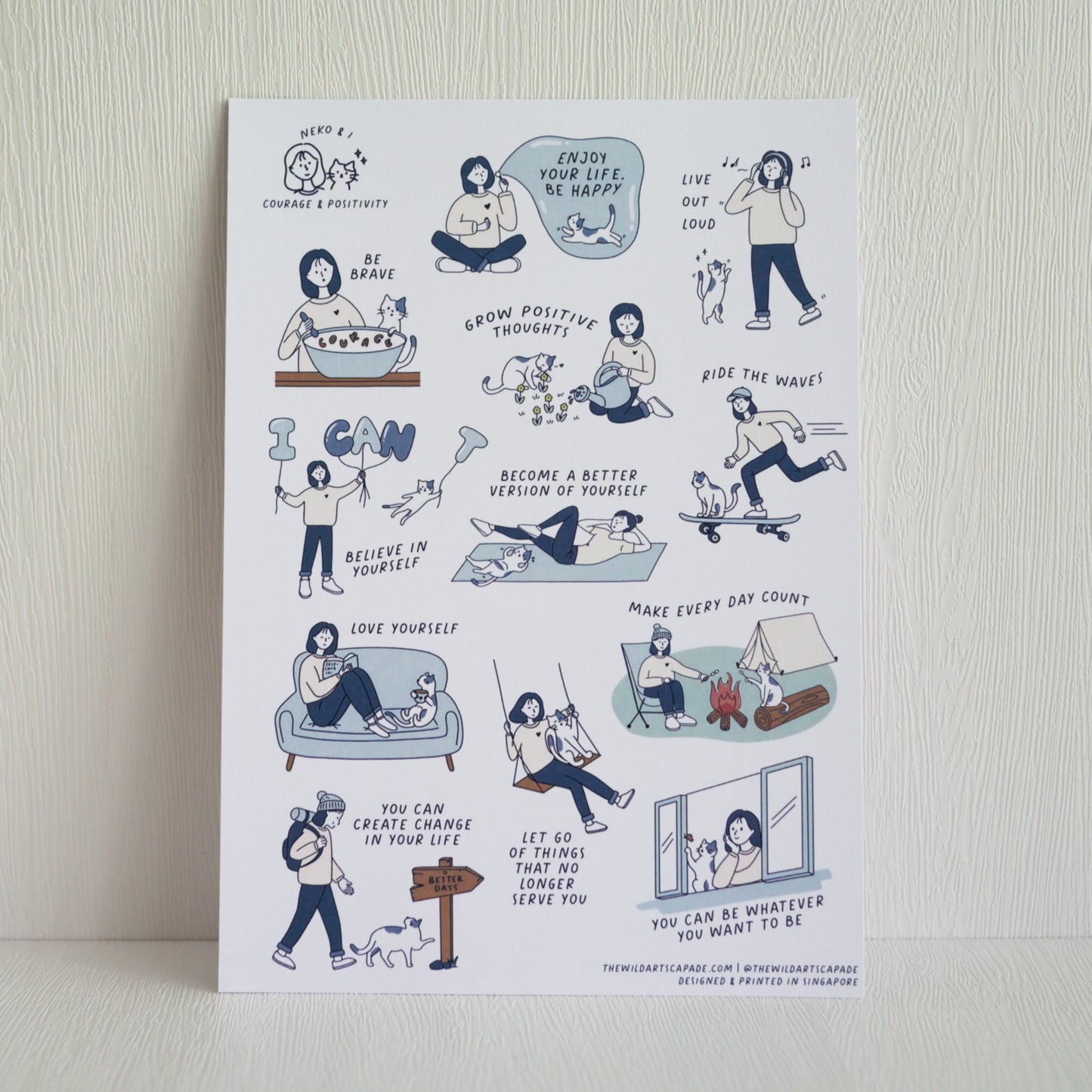 Neko & I Sticker Sheet + Art Print Set