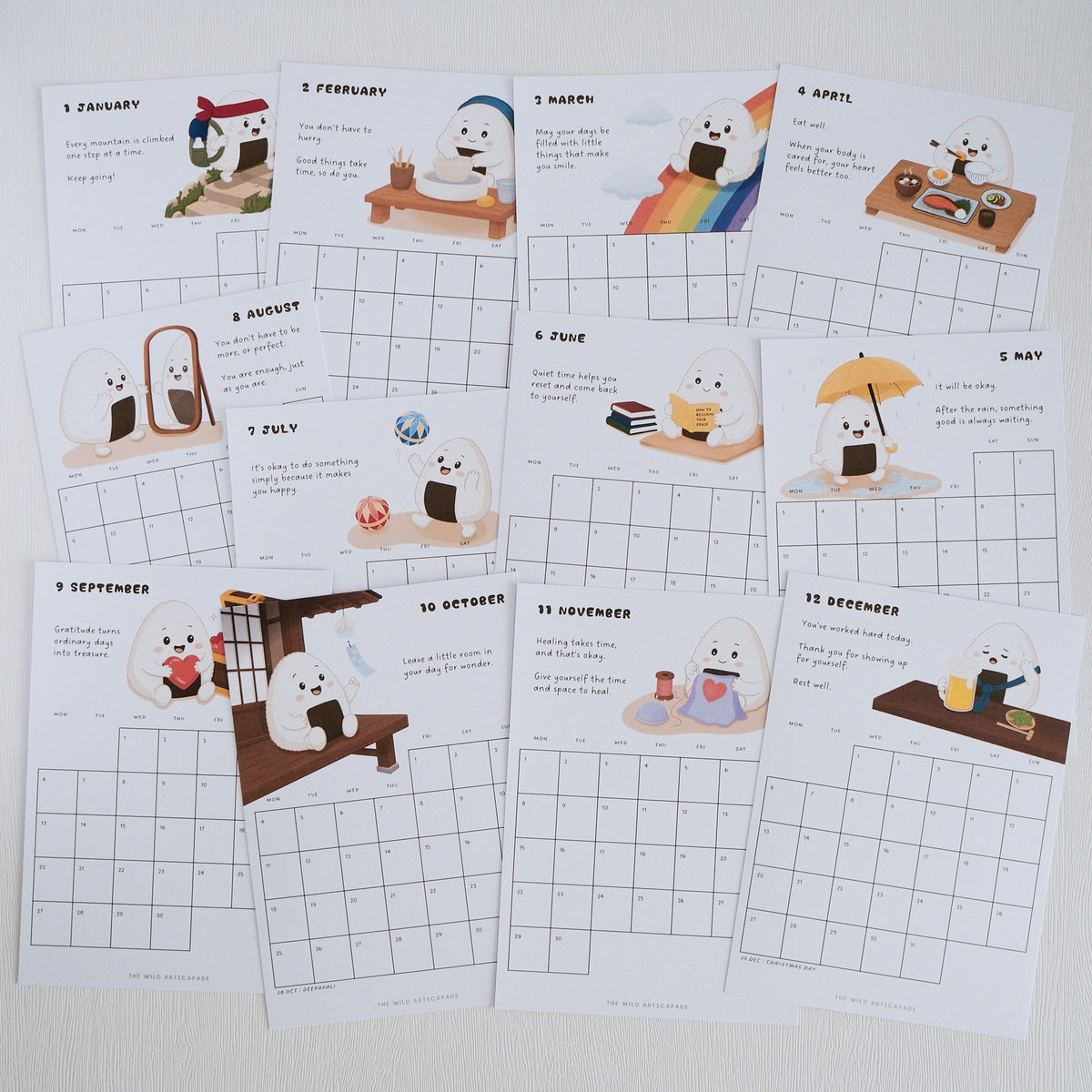 Gentle Days with Onigiri-san | 2027 Desk Calendar